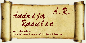 Andrija Rasulić vizit kartica